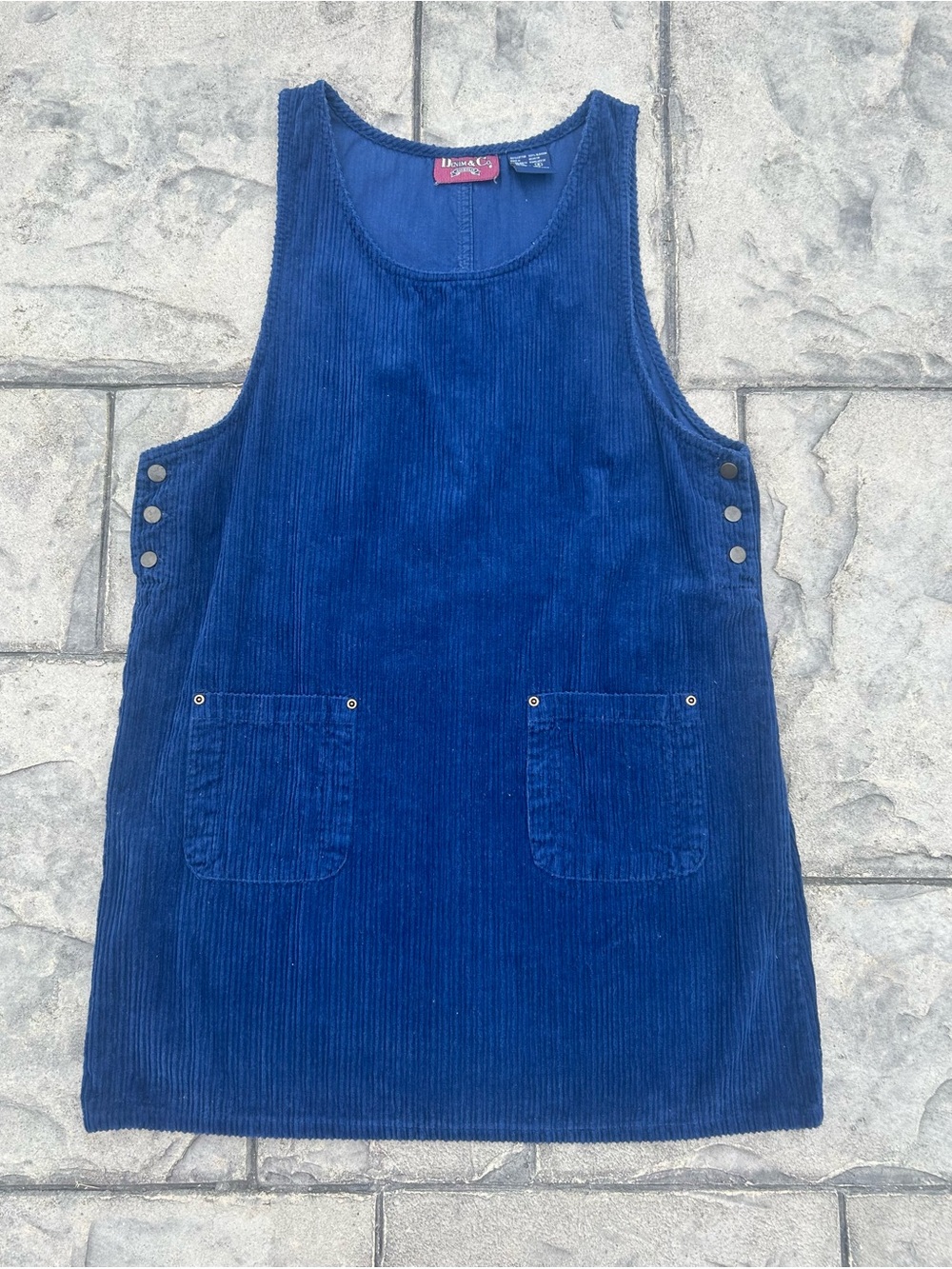 Vintage 90s 2000s Blue Corduroy Pinafore Jumper Dress Large